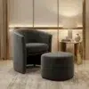 Velvet Armchair and Ottoman