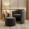 Velvet Armchair and Ottoman