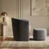 Velvet Armchair and Ottoman