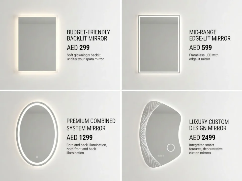 LED mirrors product range and pricing options in dubai