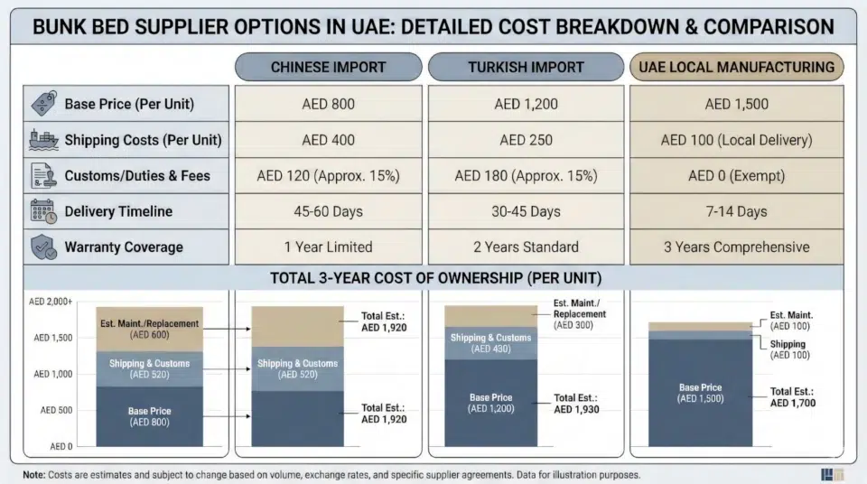 Complete pricing transparency for staff accommodation furniture Dubai from all bunk bed suppliers in UAE