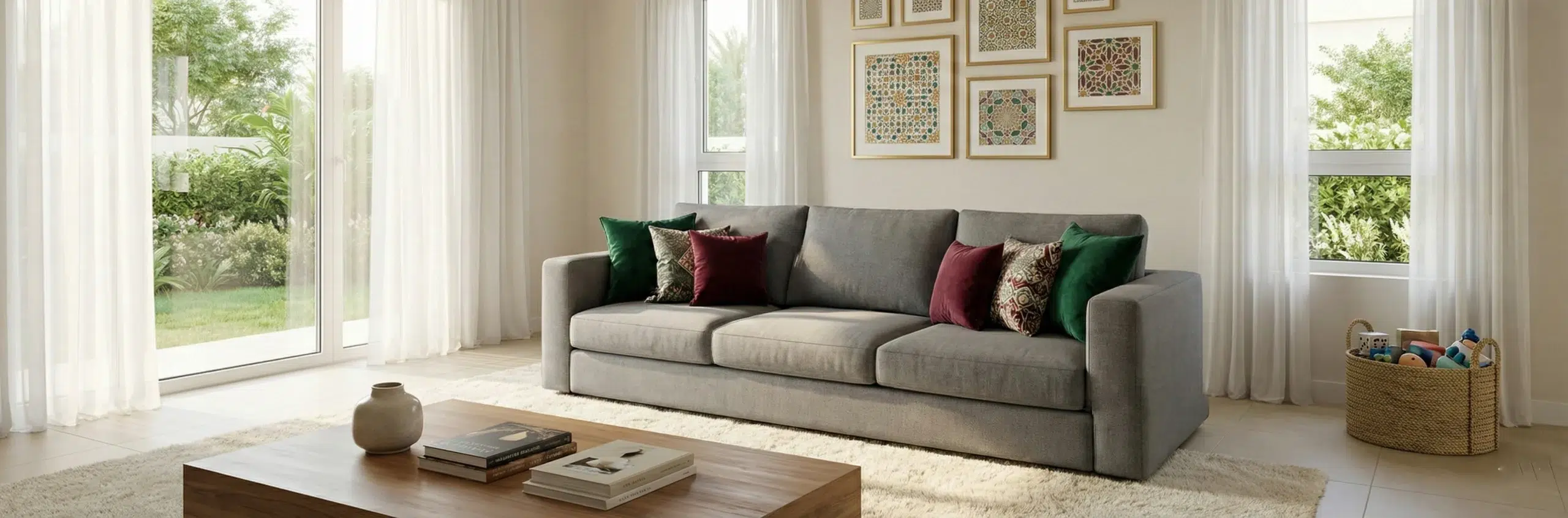 Family-sized sofa cum bed designs for Arabian Ranches and UAE villa living rooms