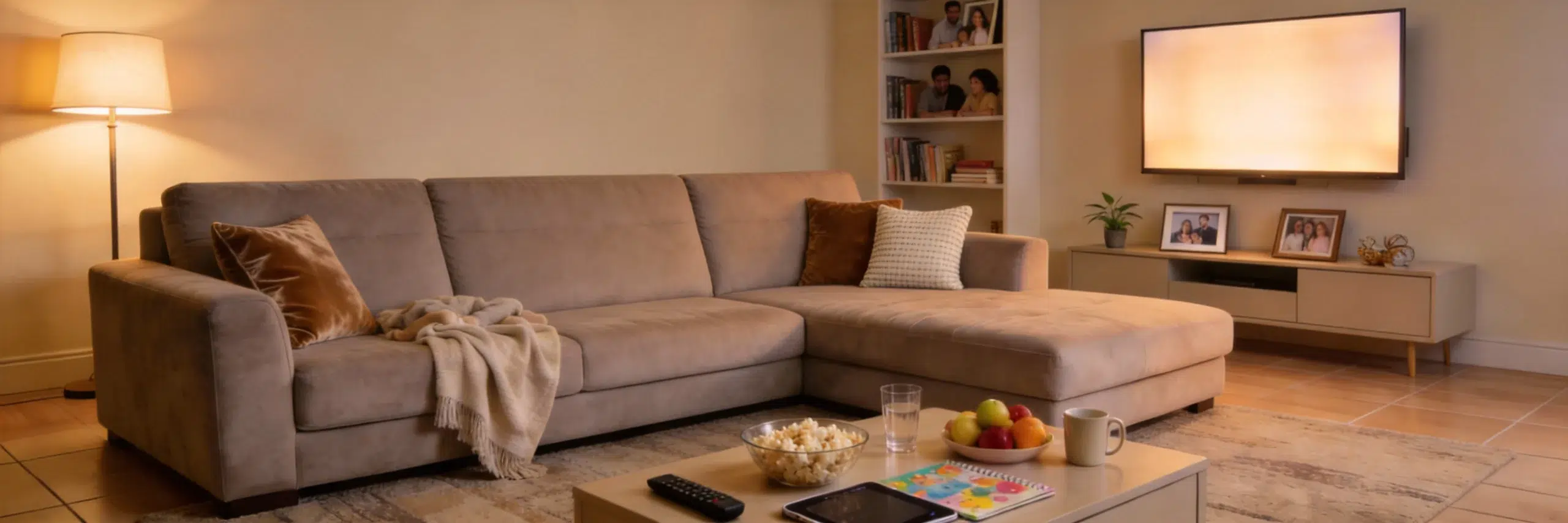 Family sofa for villas UAE - 3-seater L-shape sectional accommodating Dubai family comfortably by karnak home