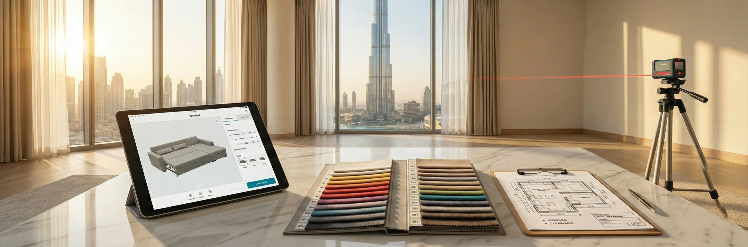 Free professional home visit consultation service for sofa beds in Dubai apartments and villas with expert measurement