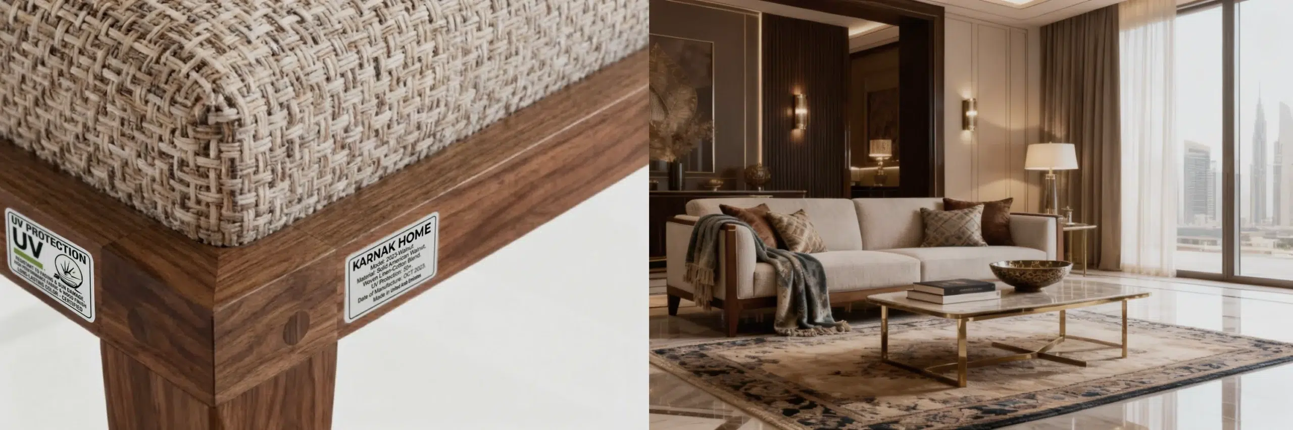 Premium sofa collection UAE quality - UV-resistant fabrics, reinforced frames, Dubai climate-tested construction