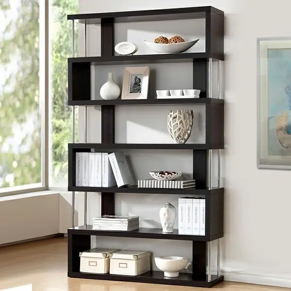 6 Tier Black Bookcase
