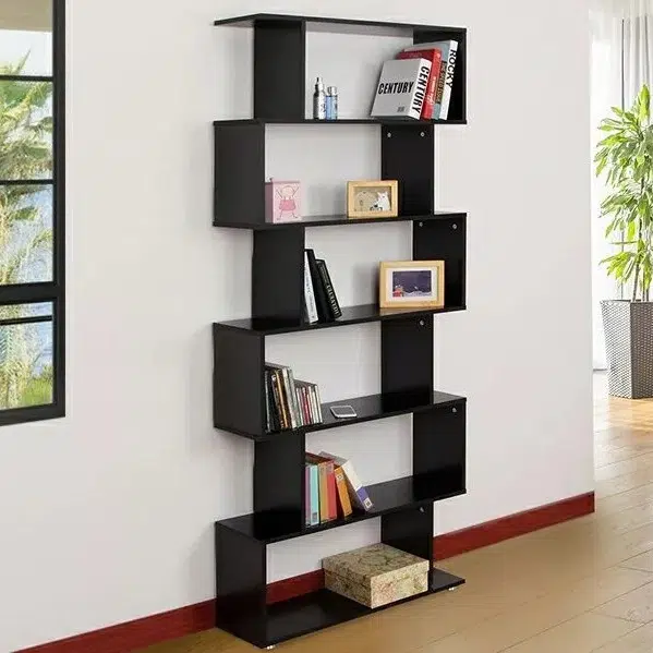 6 Tier Black Bookcase