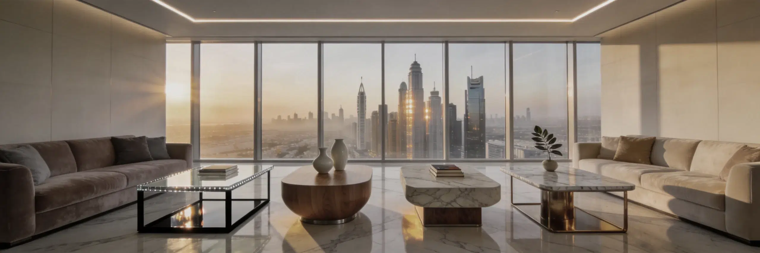 Center tables Dubai luxury living room Karnak Home premium glass wood coffee tables UAE collection