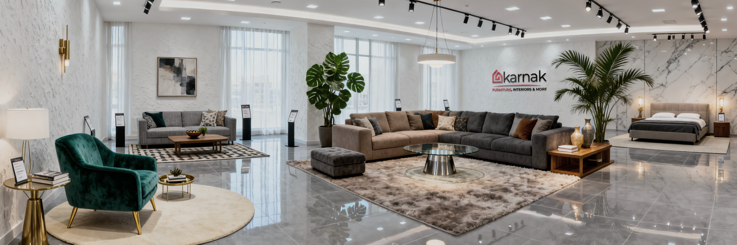 Karnak Home showroom Dubai shoe racks shoe cabinet consultation area entryway shoe storage UAE furniture display professional