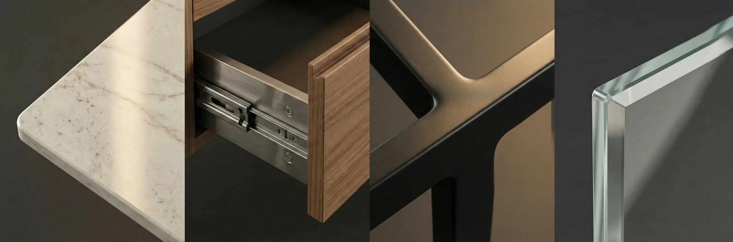 Karnak Home center table premium materials mechanism storage detail glass wood metal Dubai quality