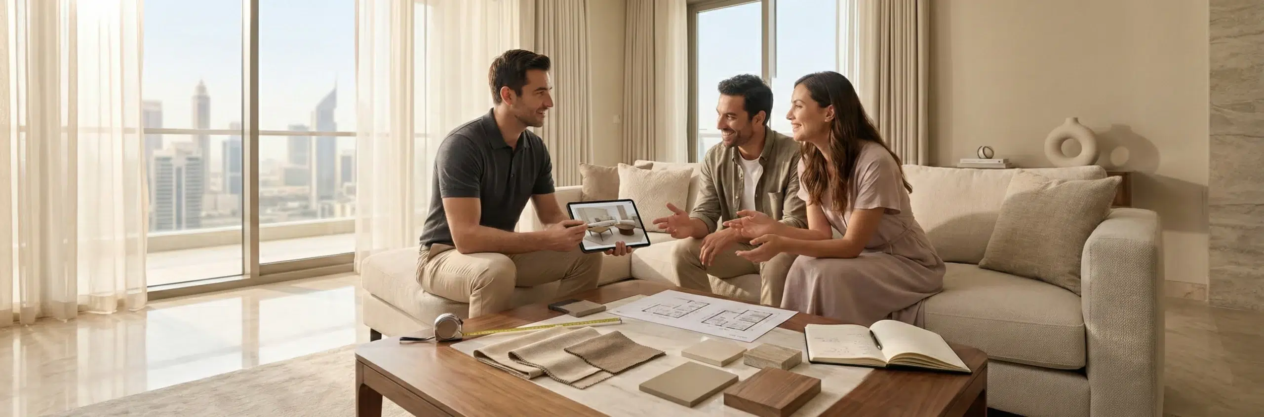 Karnak Home free home visit consultation center table selection Dubai UAE interior design service 2024