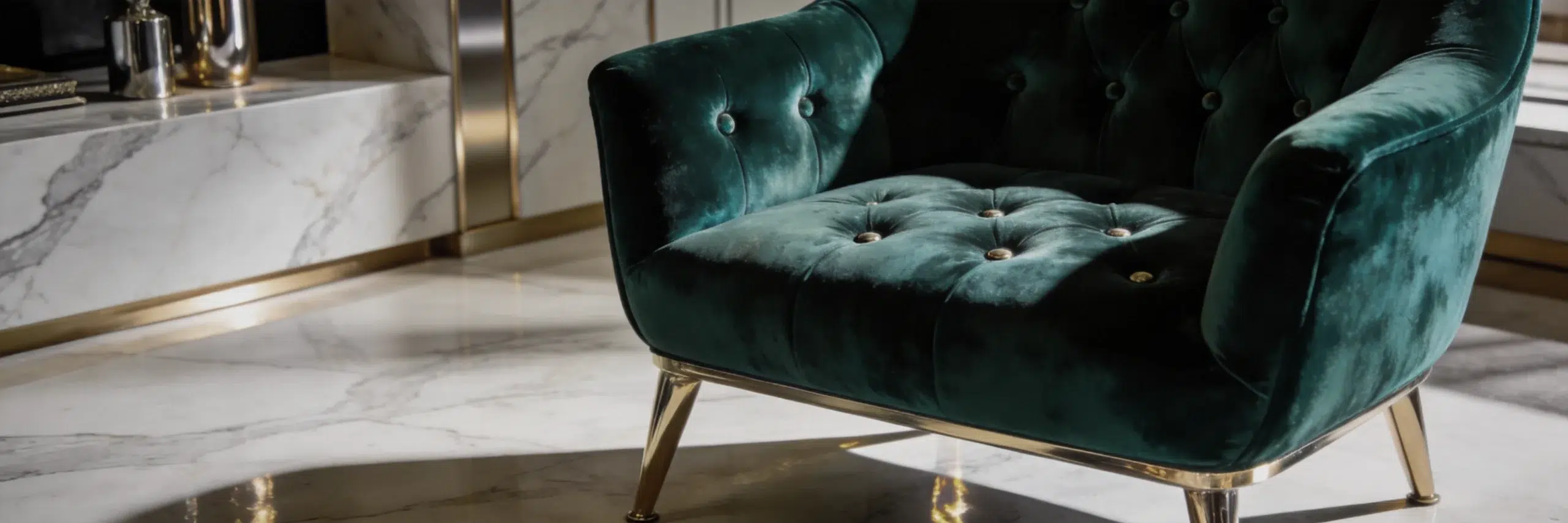 Luxury velvet accent armchair in rich jewel tones, premium living room chair for Dubai luxury homes