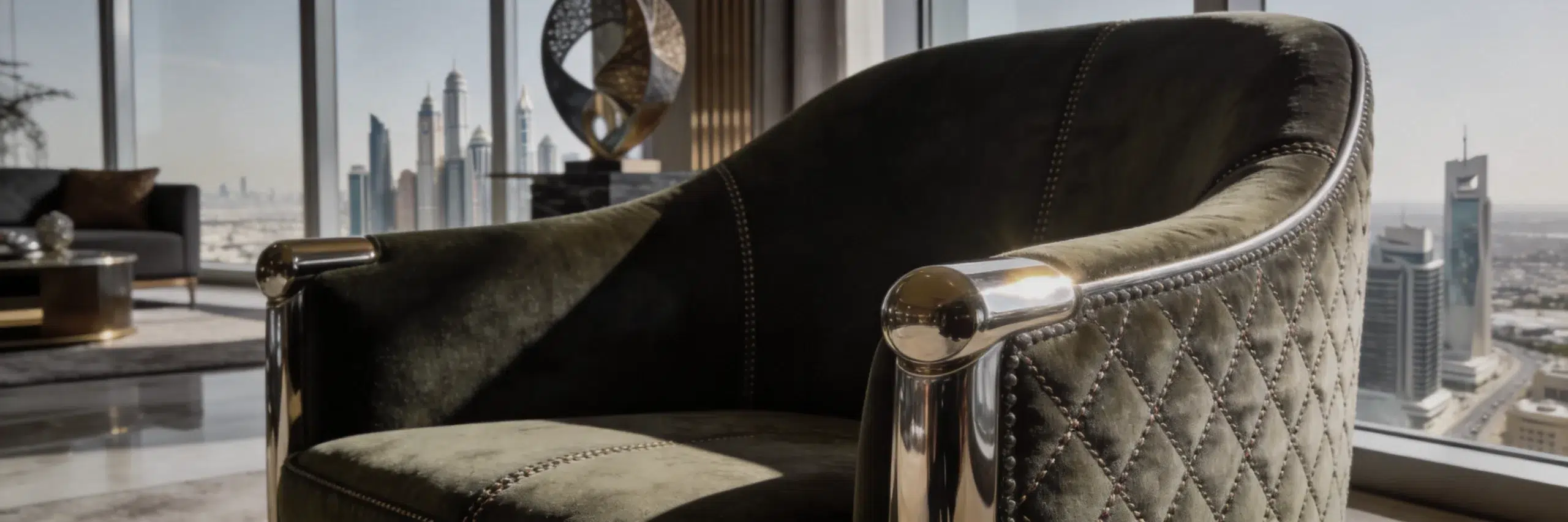 Salona premium accent chair with designer details, high-end armchair for luxury Dubai villas