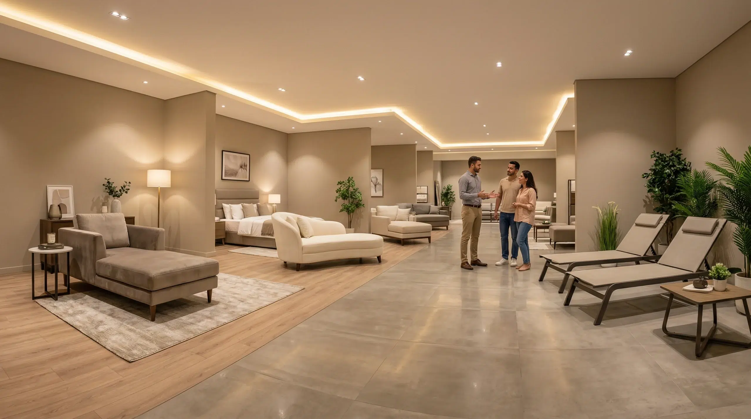 Karnak Home furniture showroom Arjan Dubai chaise lounge on display