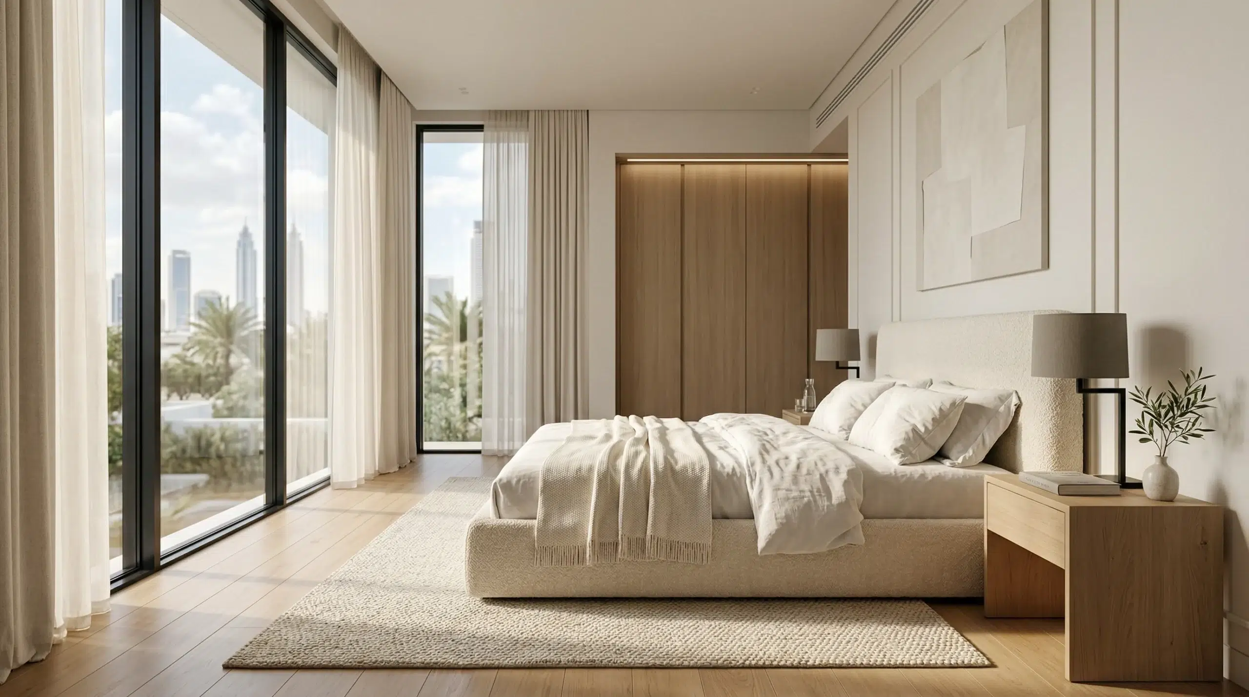 Bedroom furniture Dubai, UAE-made king bed and wardrobe in a villa master bedroom, Karnak Home