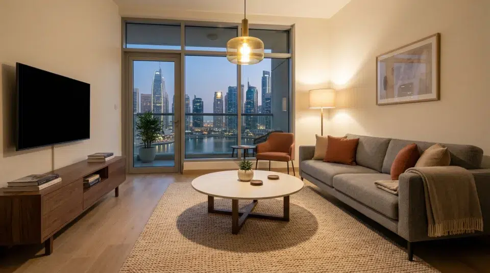 Center table mistakes UAE fixed perfect proportion round sintered stone JLT Dubai apartment family Karnak Home 2026