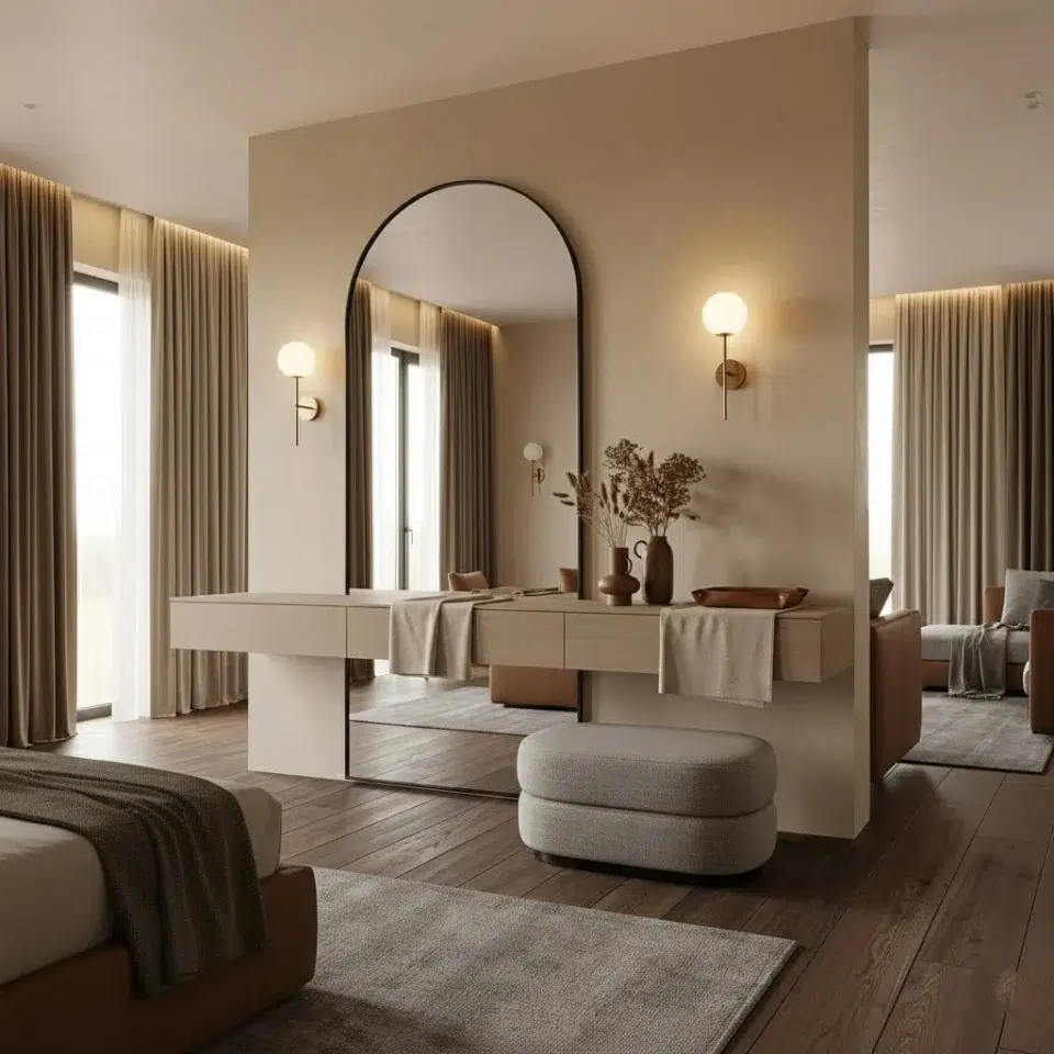 Arvessa Floating Console Table With Mirror…