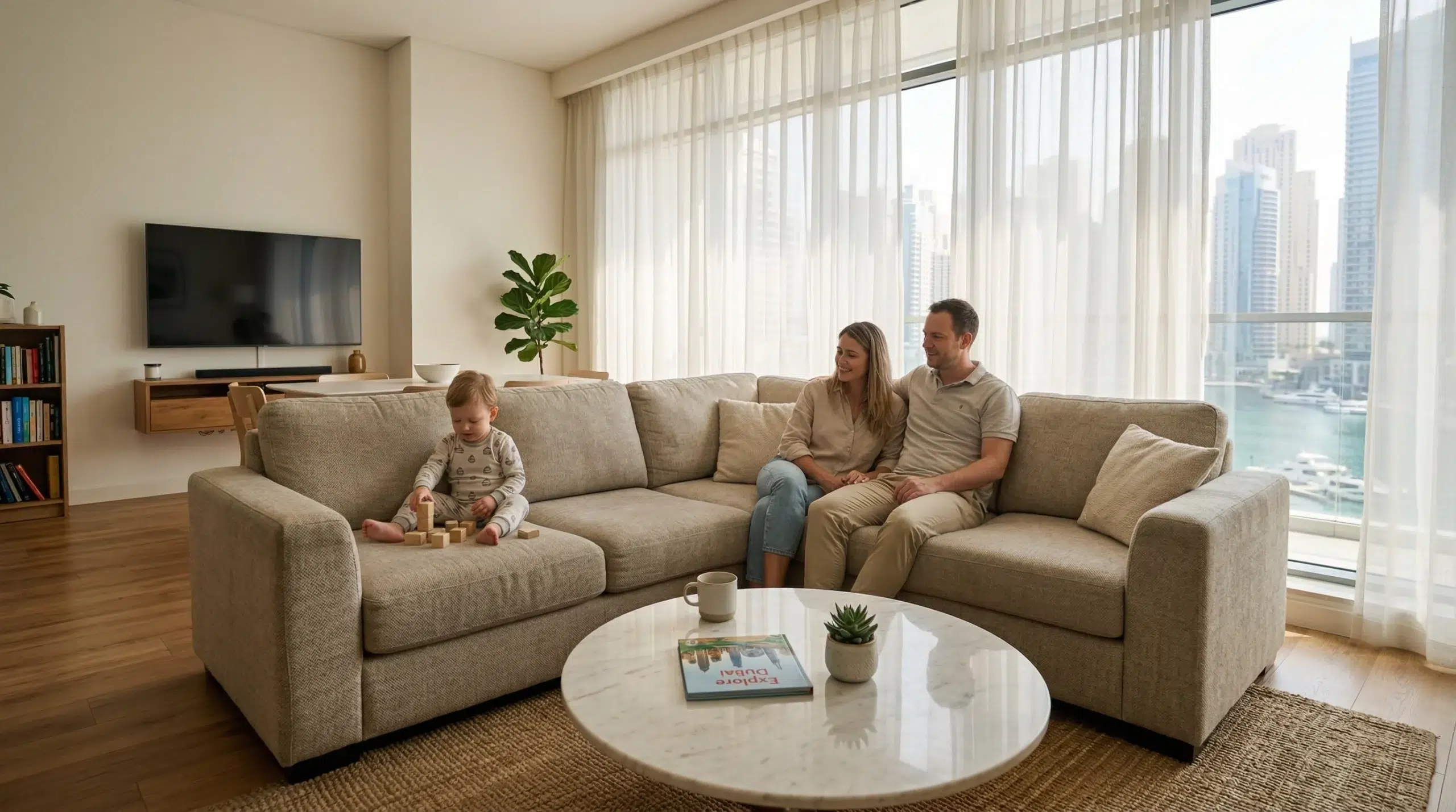 Living room sofa home furniture Dubai — corner sofa in UAE apartment Karnak Home