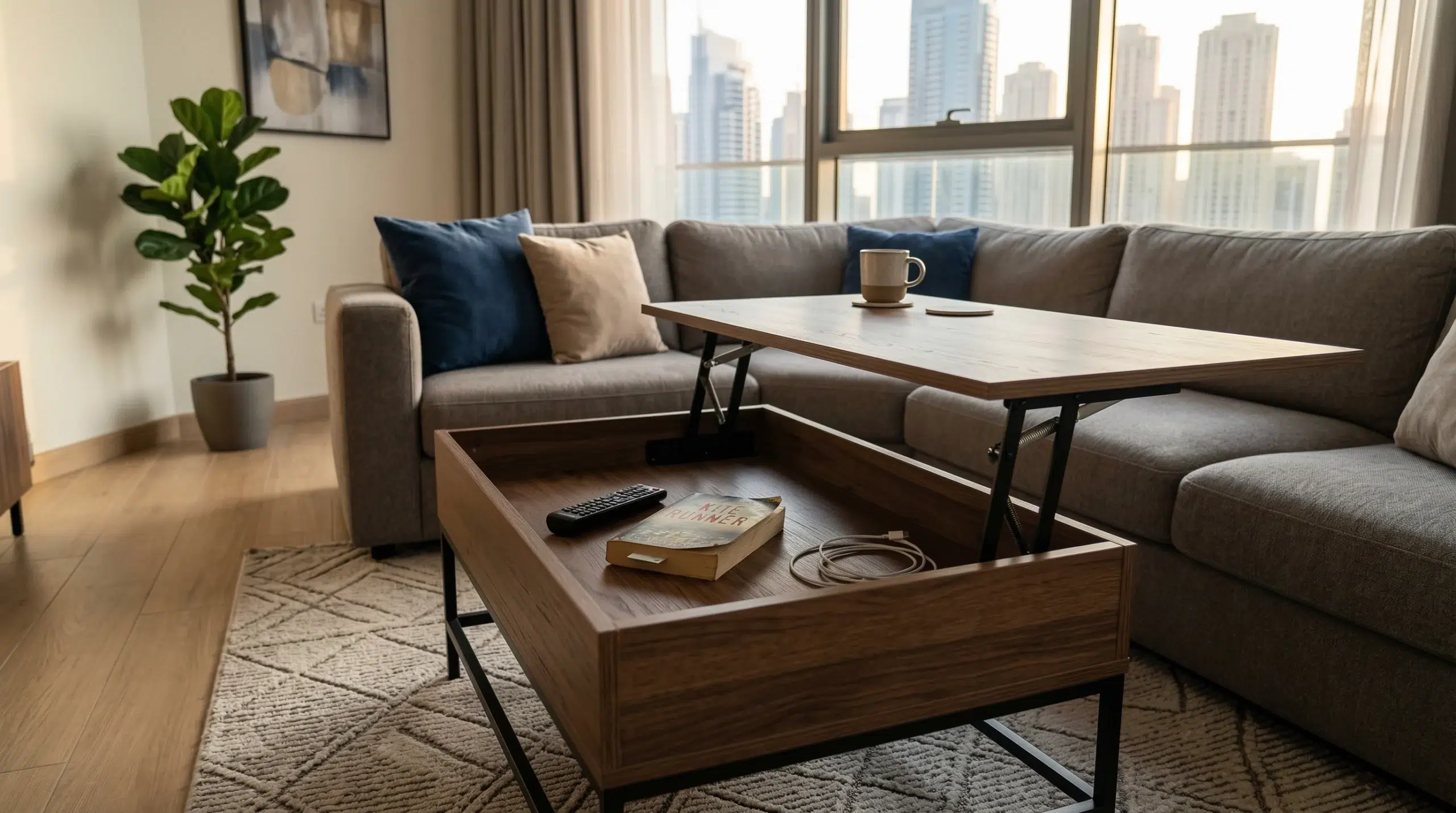 centre table with storage Dubai living room lift top Karnak Home UAE modern family