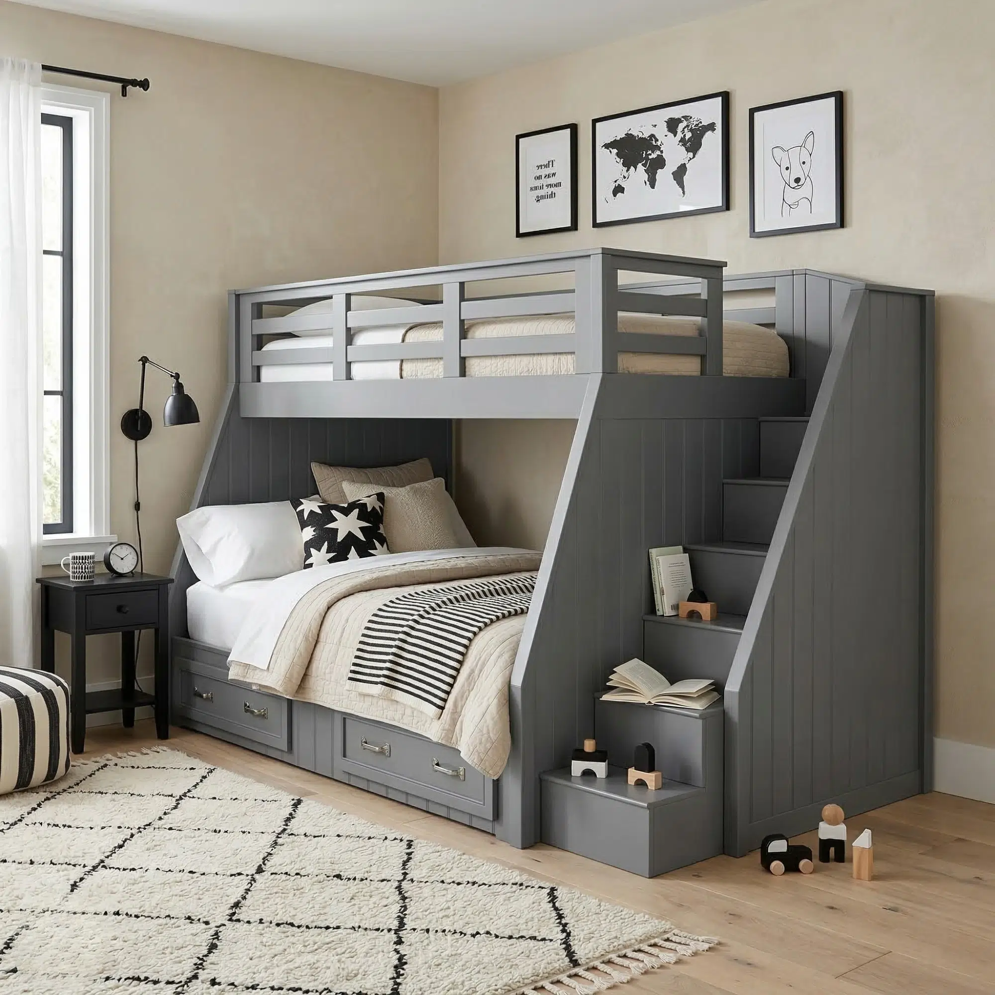 Heavy Duty Grey Bunk Bed