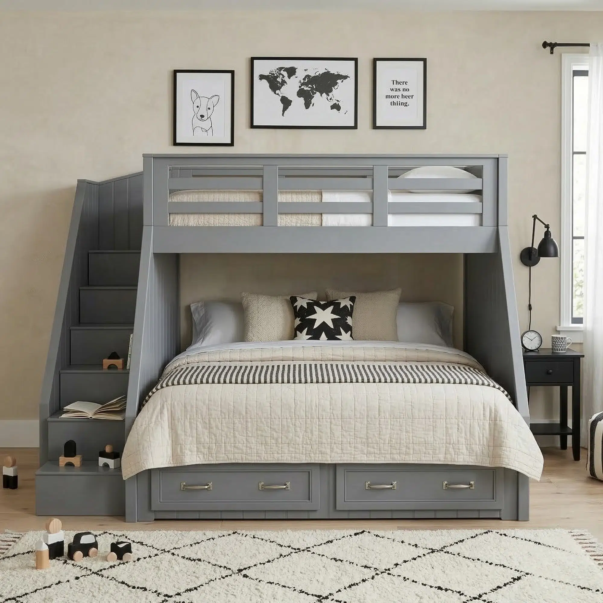 Heavy Duty Grey Bunk Bed