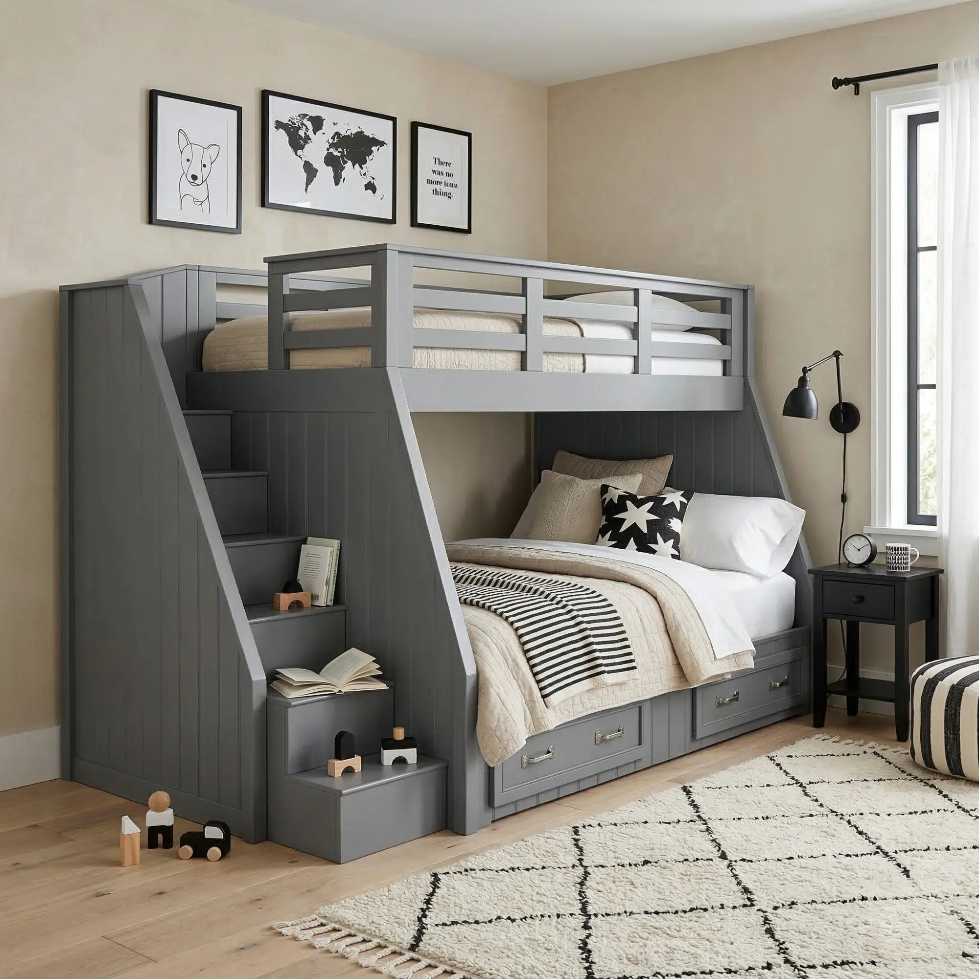 Heavy Duty Grey Bunk Bed