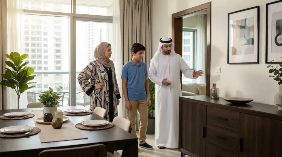 Buffet buying mistakes UAE — oversized sideboard in Dubai apartment, common sizing error, Karnak Home guide