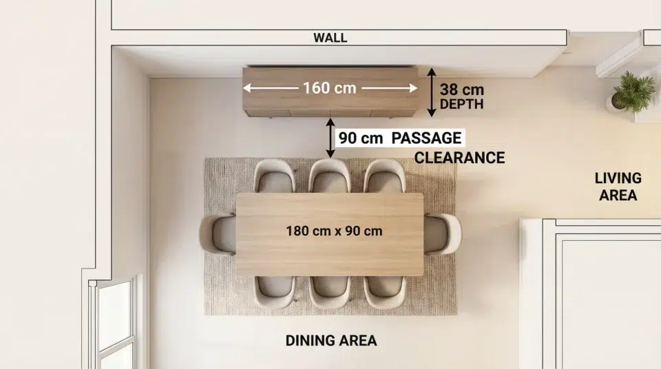 Buffet material guide UAE — teak solid wood vs walnut veneer vs high-gloss lacquer comparison, Karnak Home