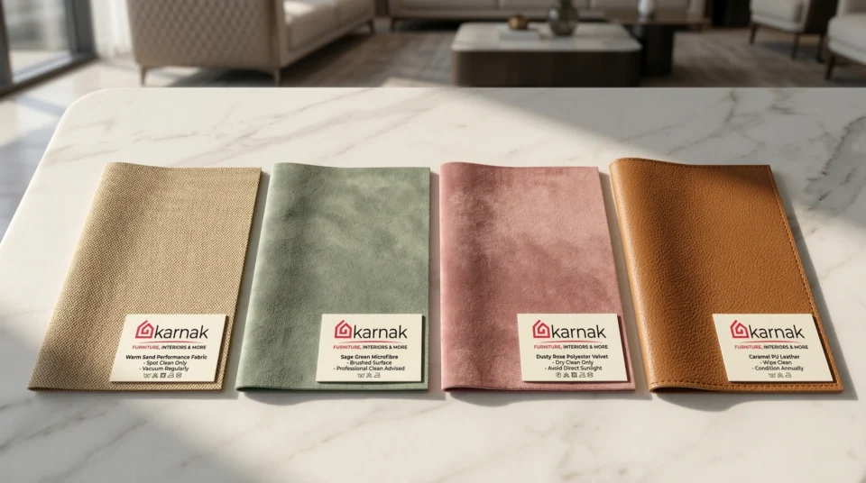 Compact accent chair fabric swatches UAE apartment options performance fabric velvet PU leather, Karnak Home