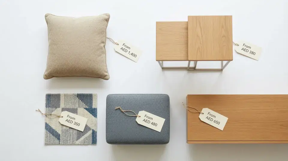 Karnak Home best value living room furniture UAE picks 2026 — affordable sofa ottoman rug TV unit