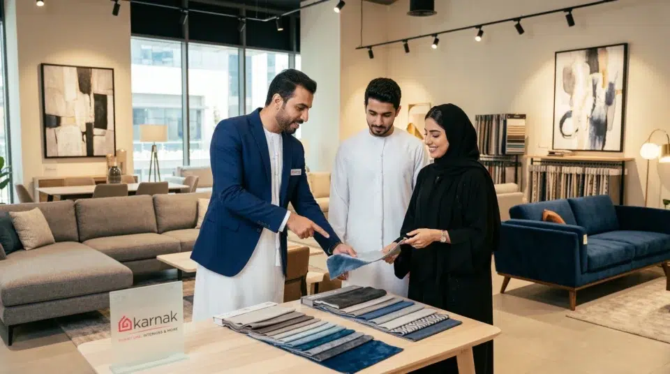 Karnak Home living room furniture showroom UAE — expert design consultation