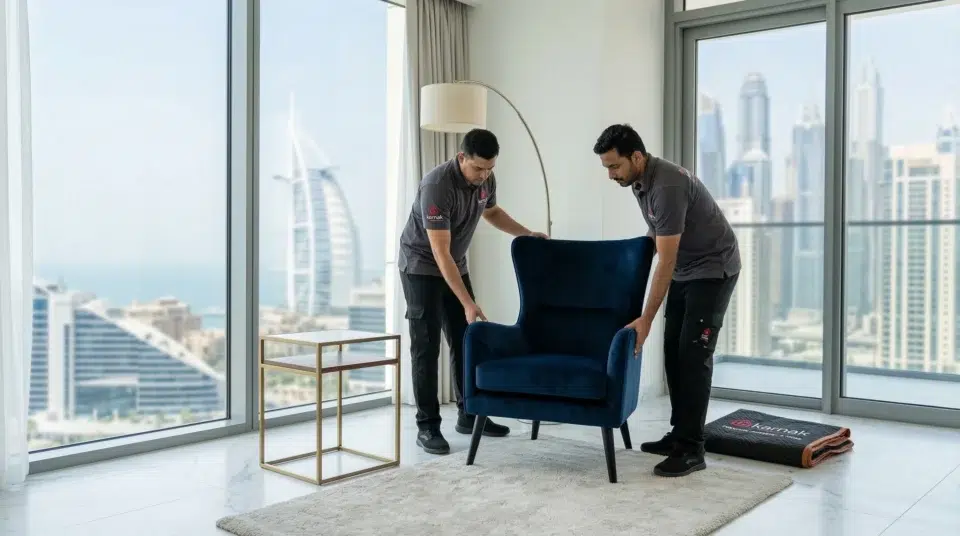 Karnak Home accent chair delivery and installation service UAE apartment Dubai