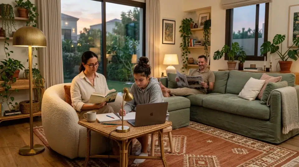 Accent chair trends 2026 family villa The Springs Dubai bouclé Karnak Home UAE