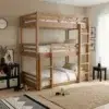 Triple Toddler Brown Bunk Bed