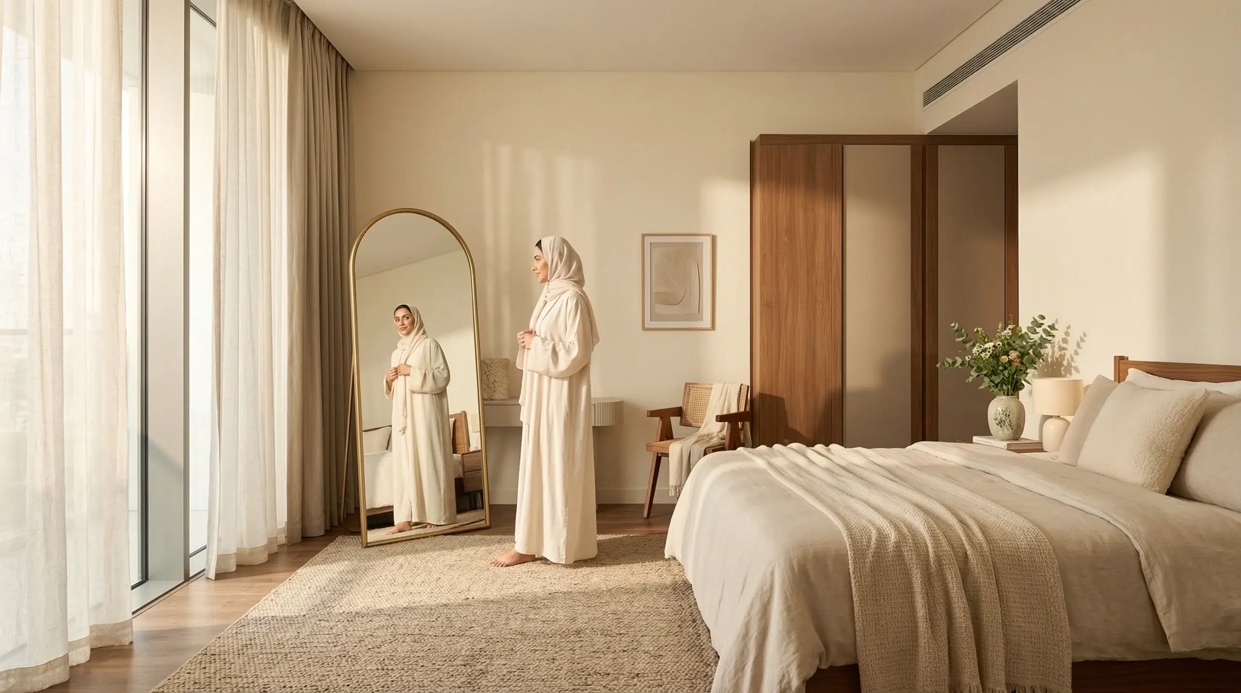 floor mirrors Dubai bedroom arched full-length UAE-made Karnak Home gold frame standing mirror