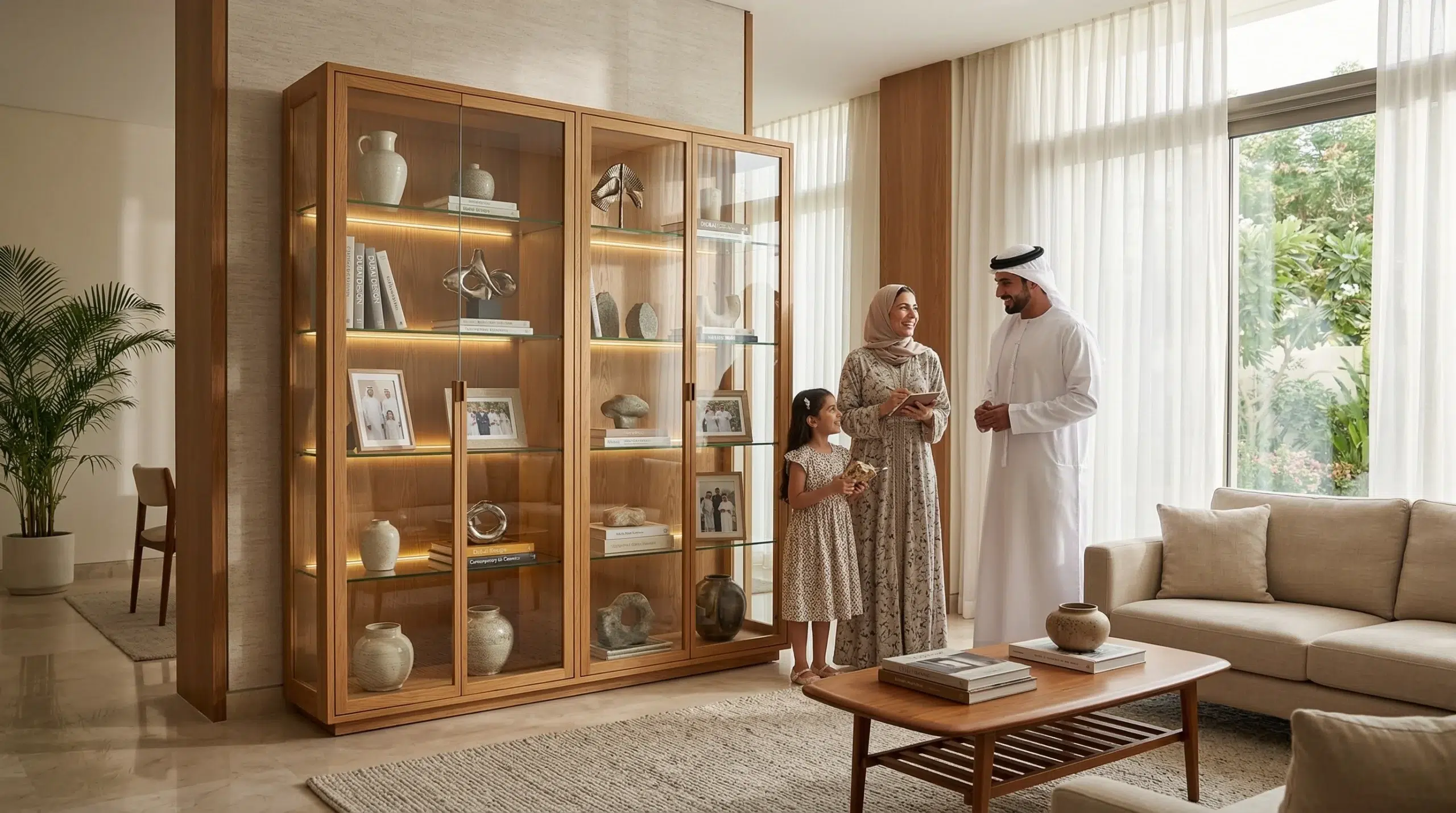 Display cabinet Dubai living room UAE villa Karnak Home elegant showcase storage