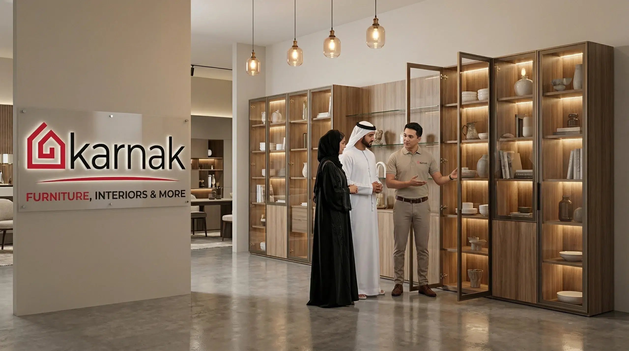 Karnak Home furniture showroom Arjan Dubai display units on display consultant