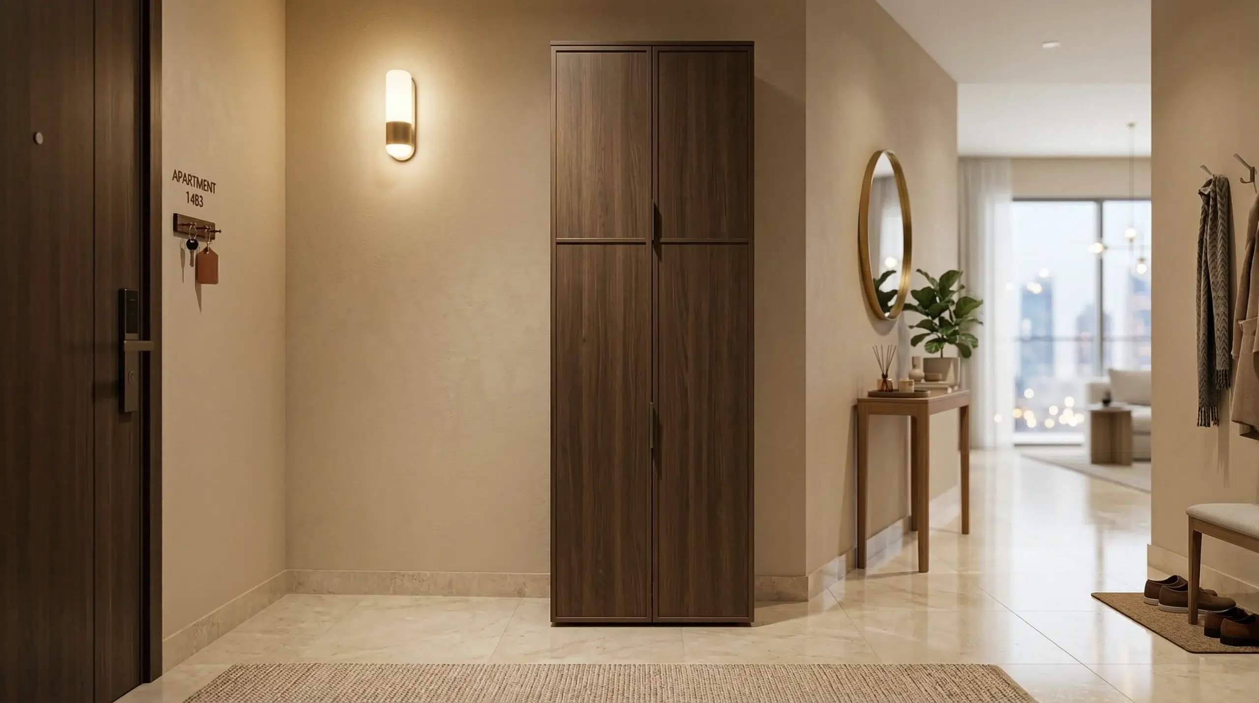 shoe cabinet Dubai entryway tall UAE-made Karnak Home wood finish entrance hall storage