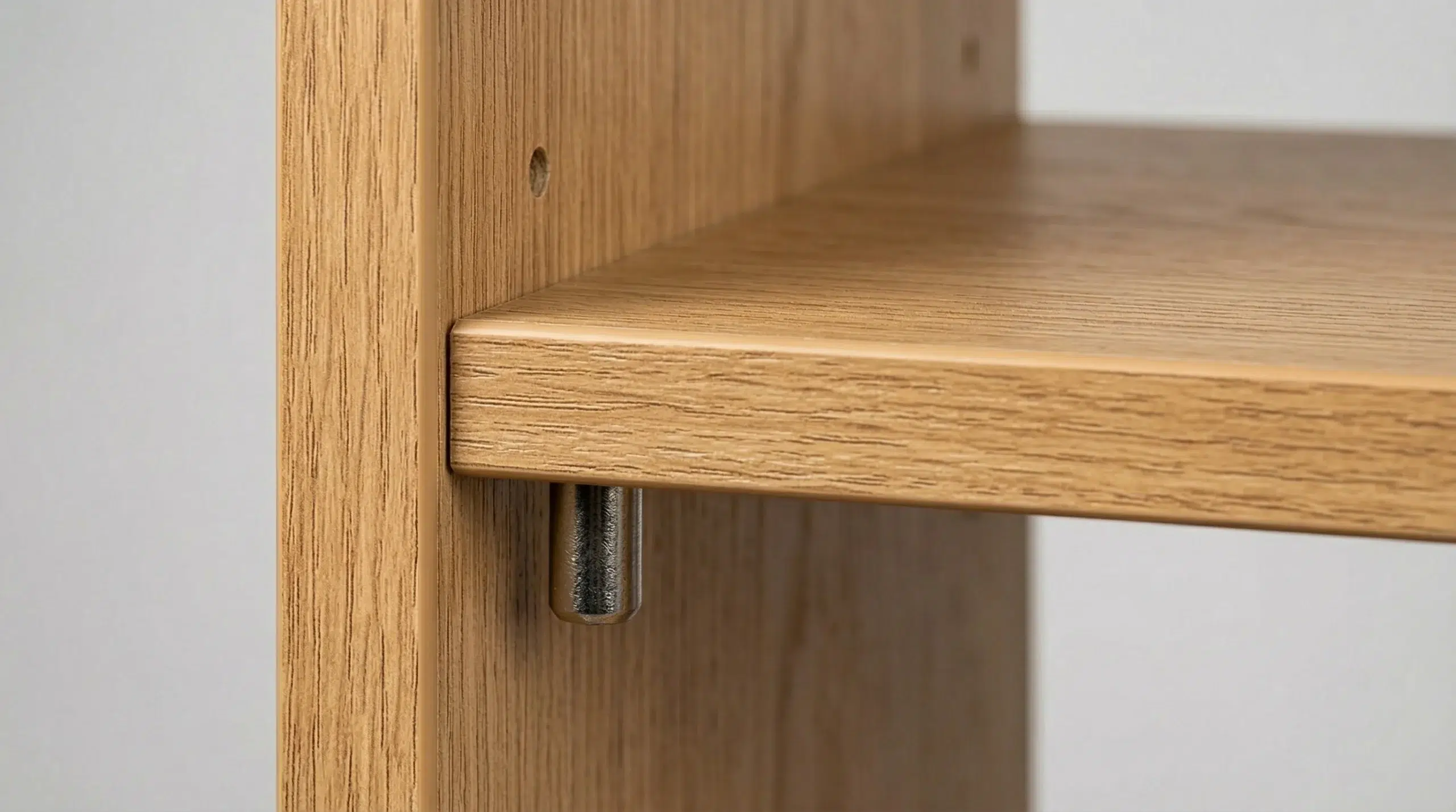 Quality bookcase construction detail shelf pin edge banding UAE-made Karnak Home Dubai