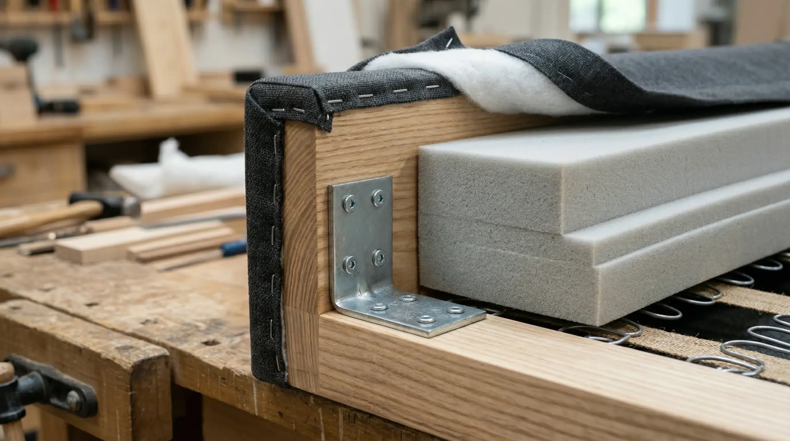 Quality sofa construction — solid wood frame and high-density foam, UAE-made Karnak Home