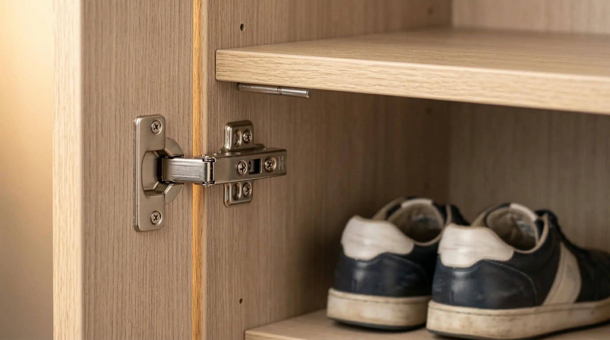 quality shoe cabinet construction hinge shelf detail UAE-made Karnak Home Dubai entryway storage