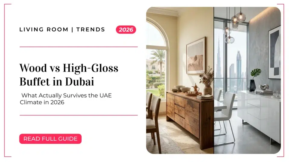 Wood vs High-Gloss Buffet in Dubai: What Actually Survives the UAE Climate in 2026