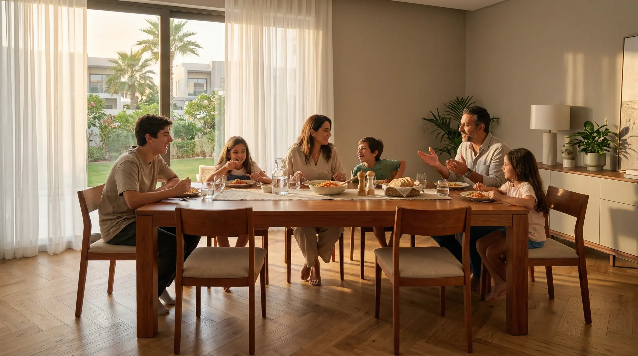 dining tables Dubai UAE-made brown cherry 8-seater family dining room Karnak Home