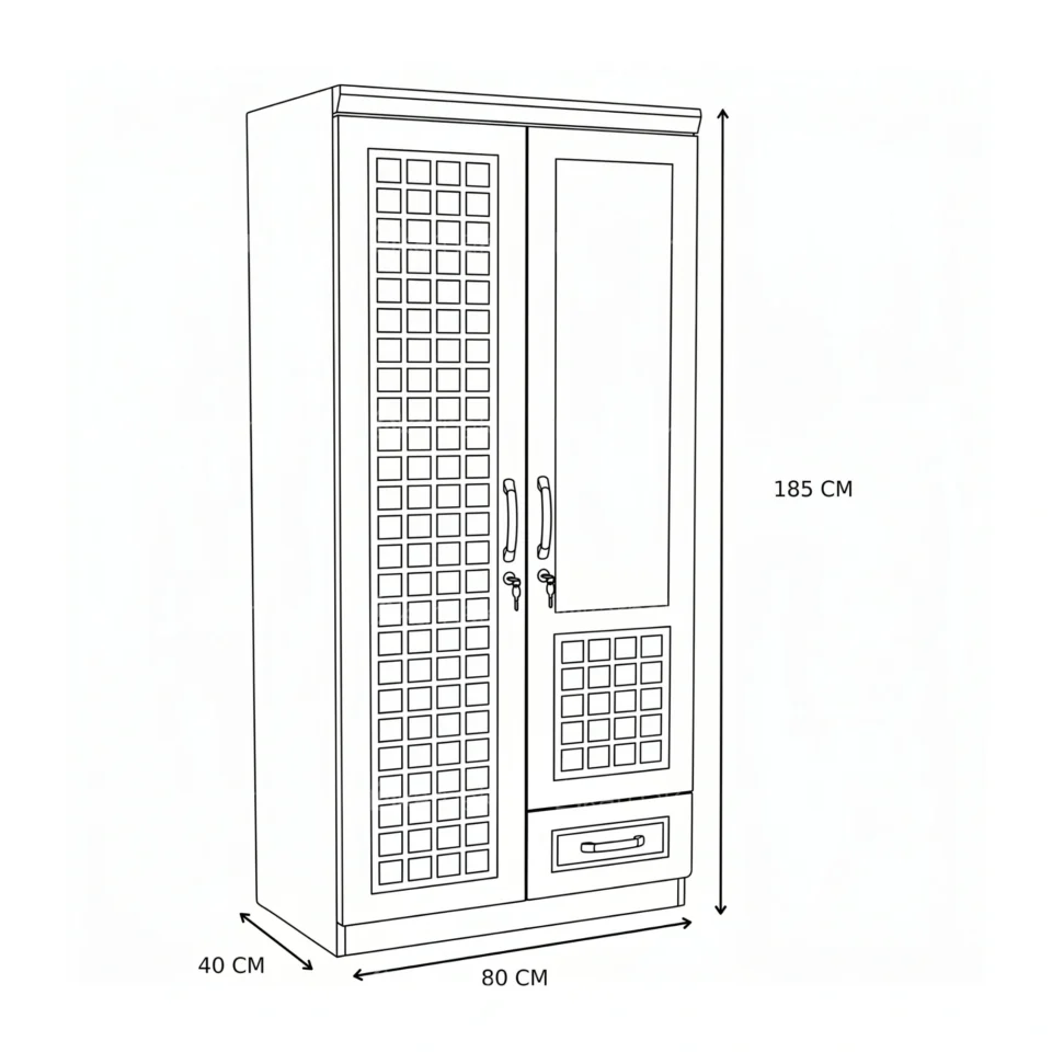Braisen 2 Door Wooden Wardrobe with Mirror…