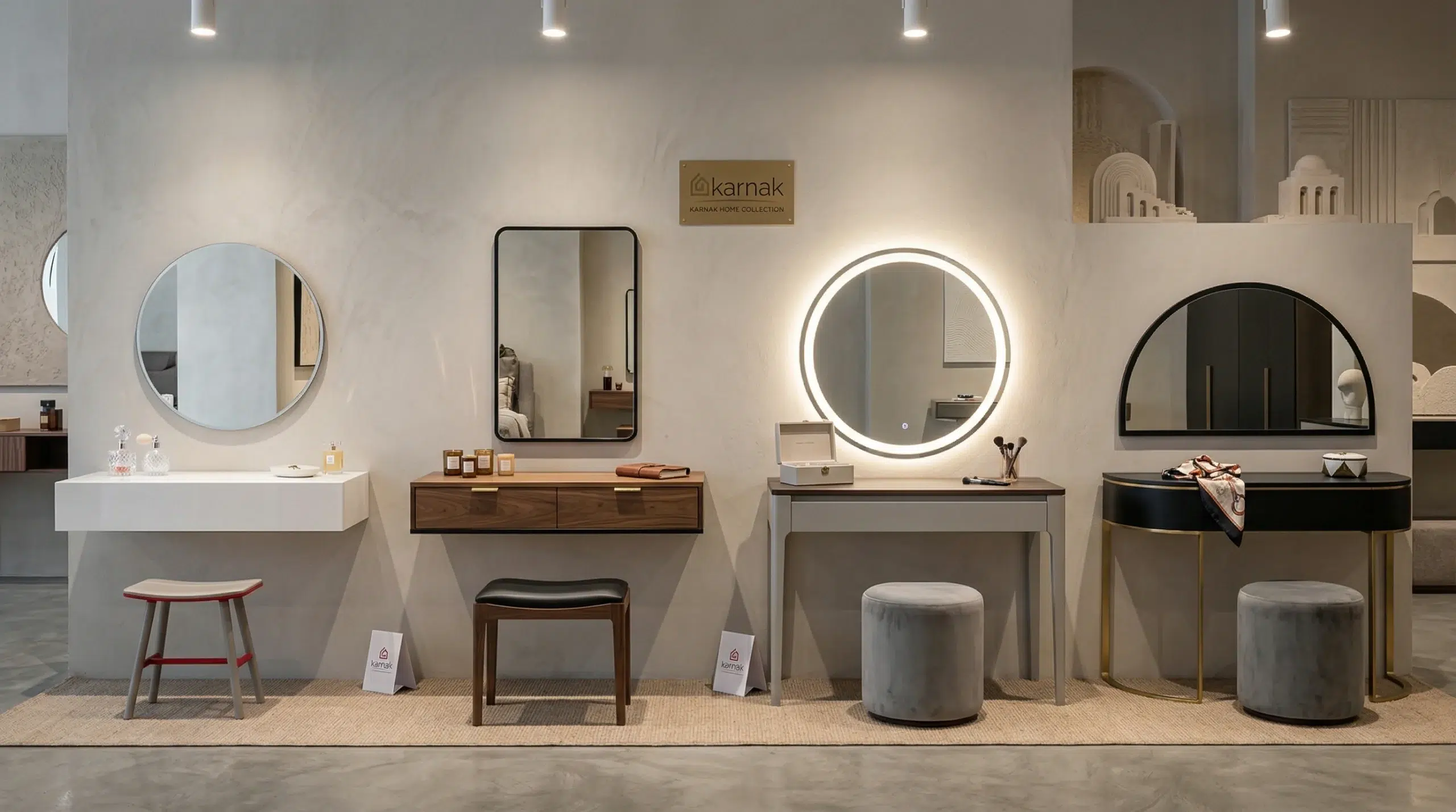 Dressing tables and vanity makeup table collection at Karnak Home Dubai showroom