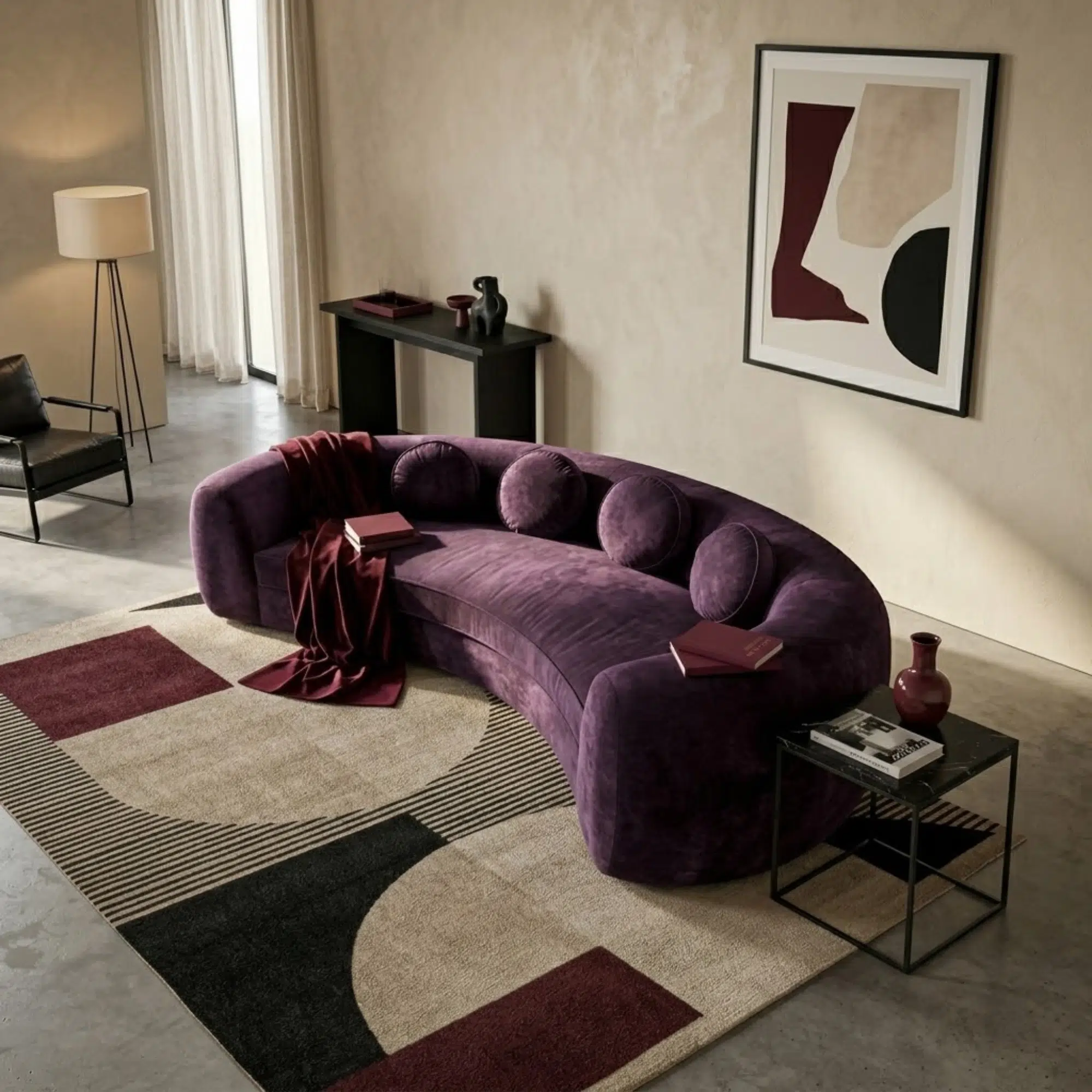 Modern Curved 3 Seater Sofa