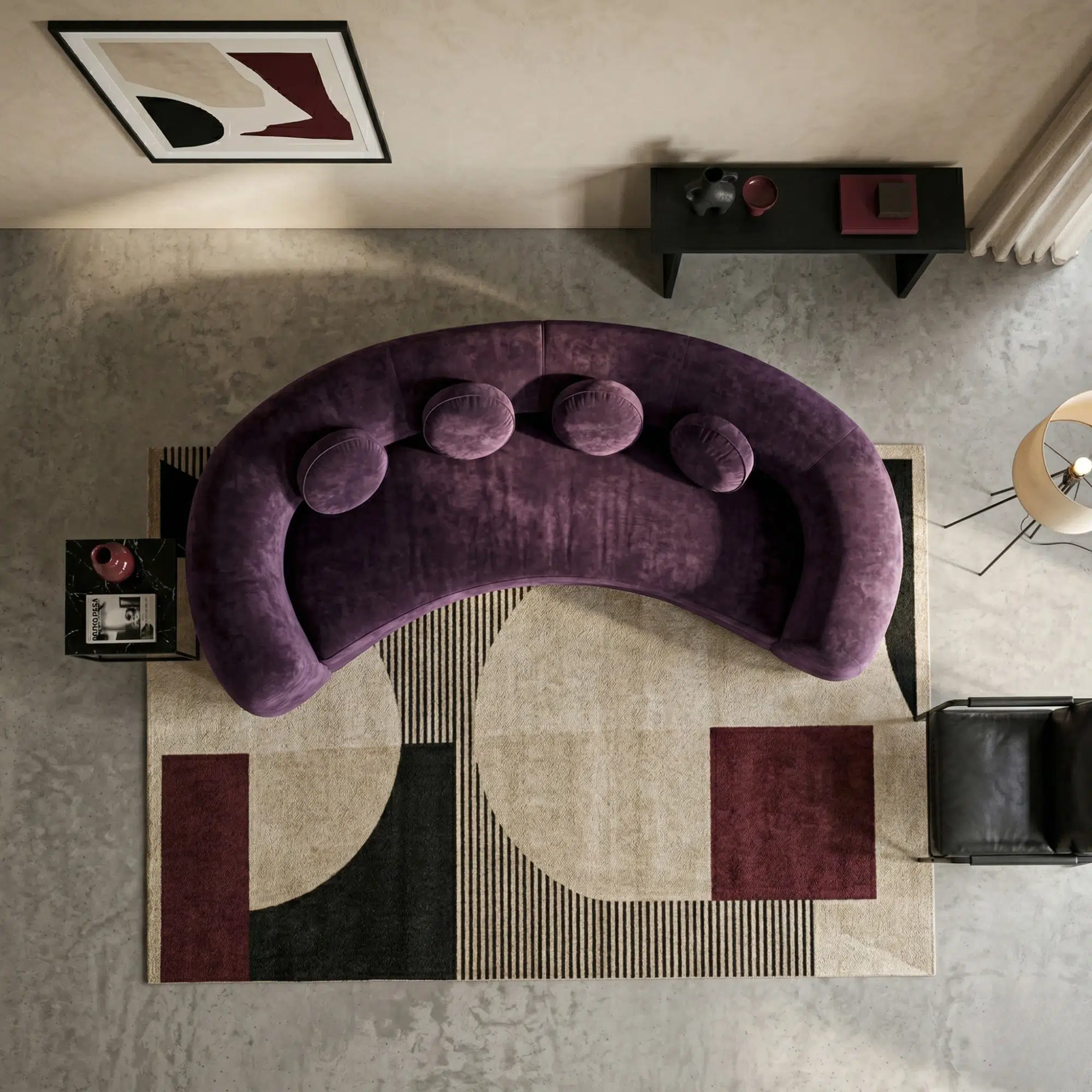 Modern Curved 3 Seater Sofa