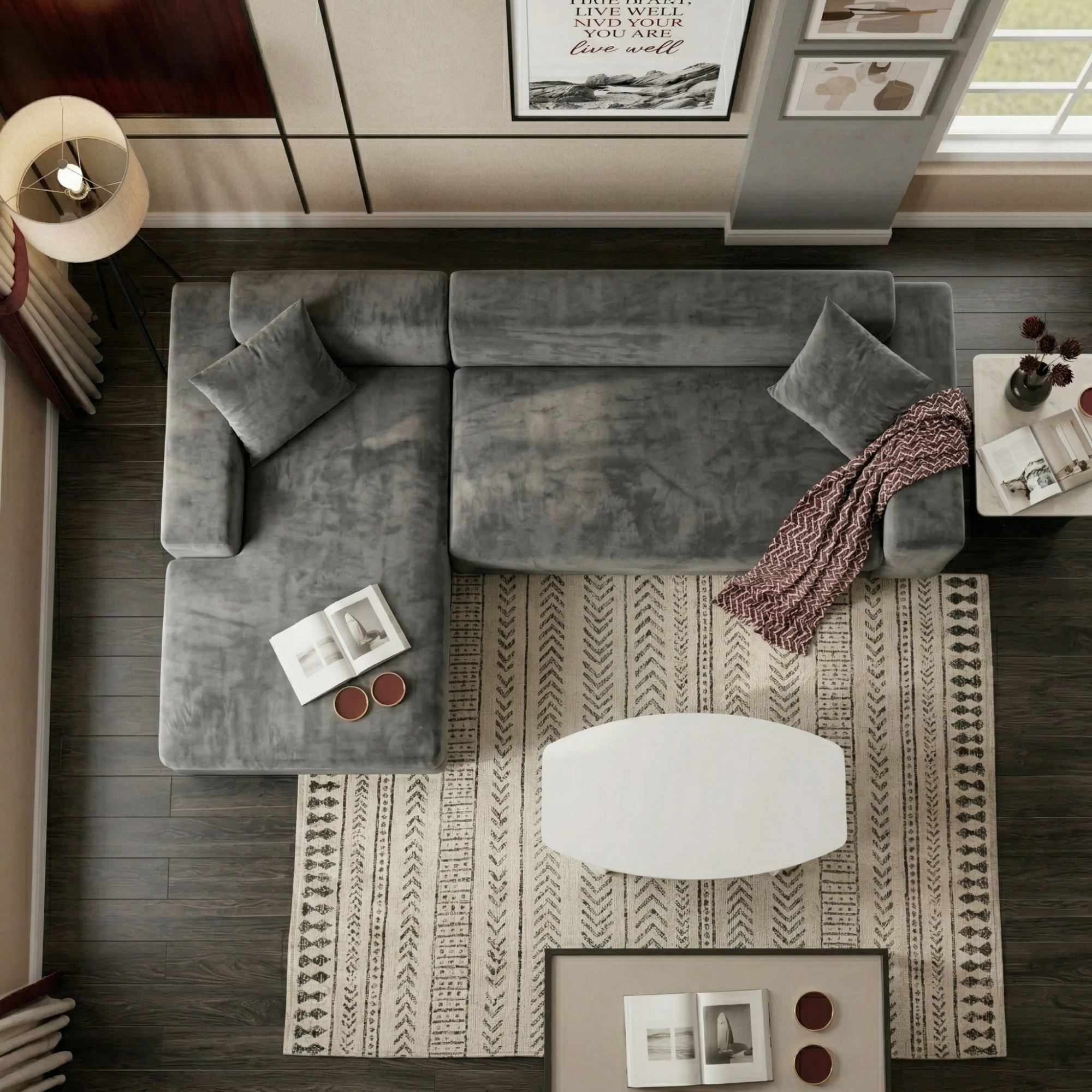 Modern L Shape Sofa with Free Coffee Table