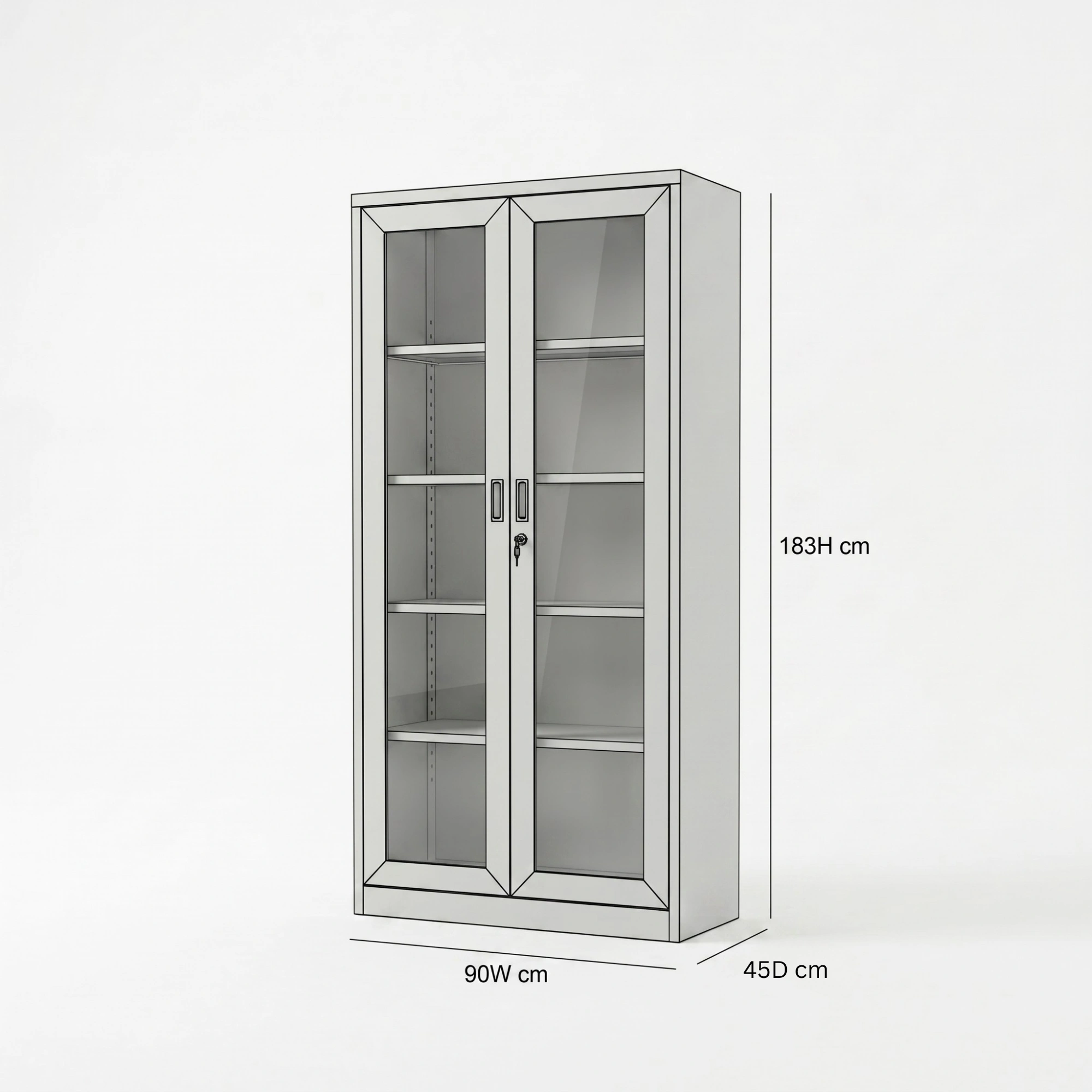 Korbin 2-Door Glass Door Metal Cabinet