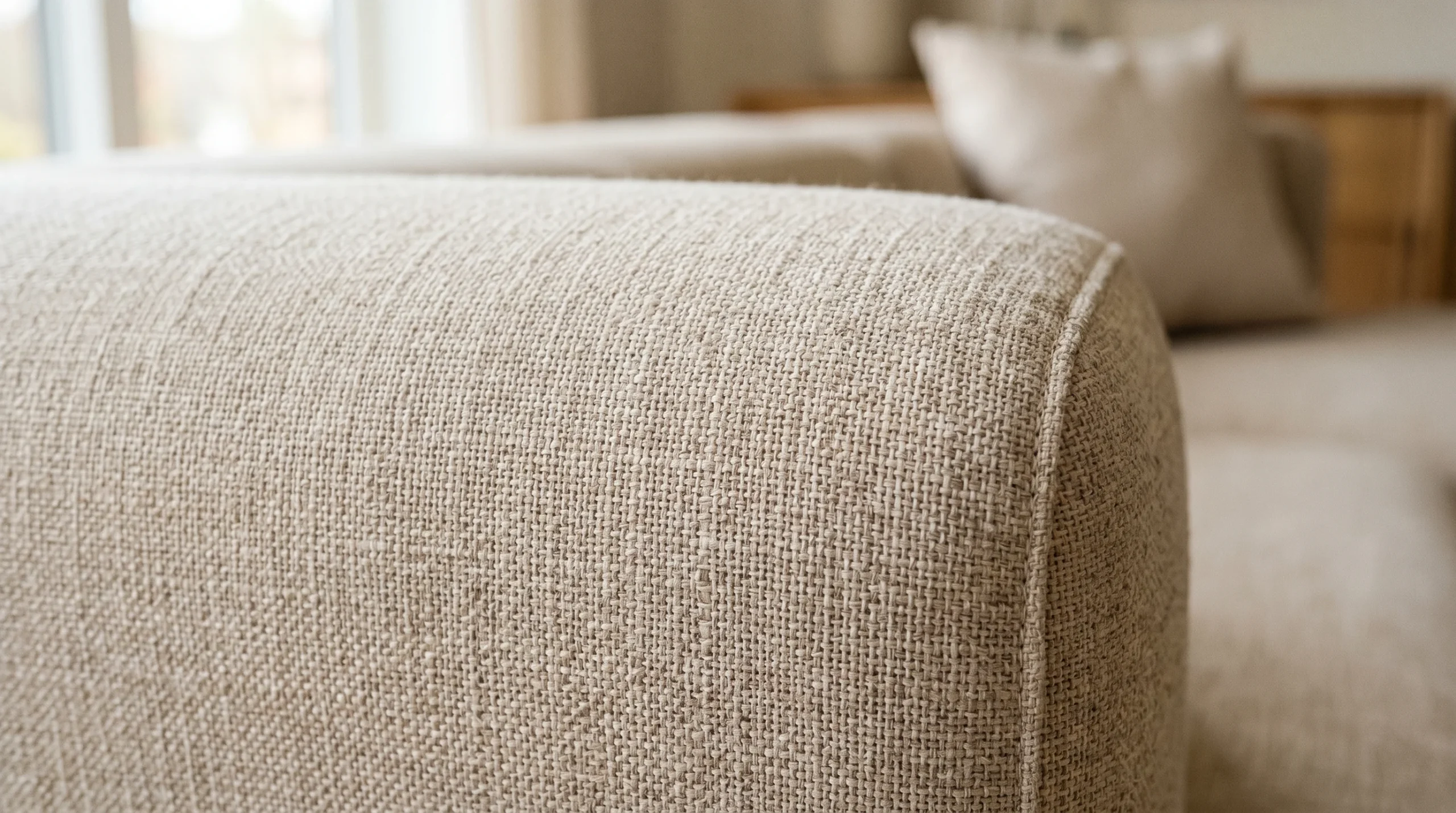 Close-up of breathable, moisture-resistant sofa fabric.